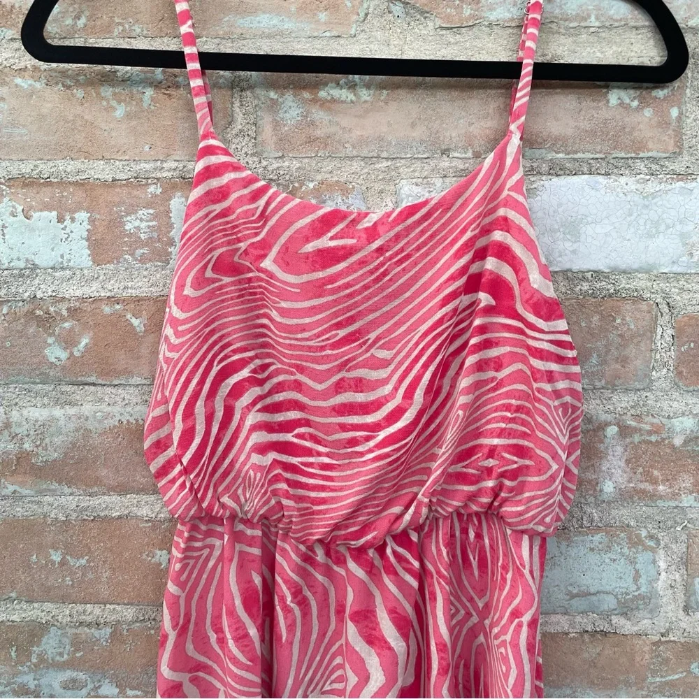 Alice + Olivia Pilar Pink Zebra Print Silk Blouson Tank Dress Elastic Waist XS - Picture 5 of 10